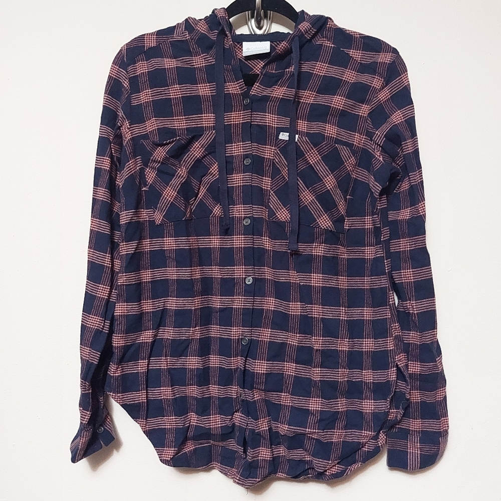 Columbia Plaid Hooded Shirt